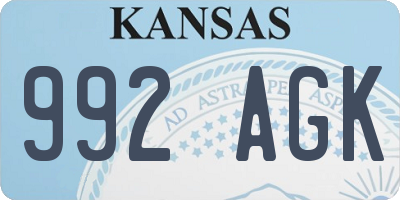 KS license plate 992AGK