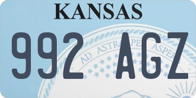 KS license plate 992AGZ