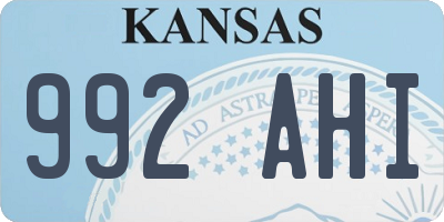 KS license plate 992AHI