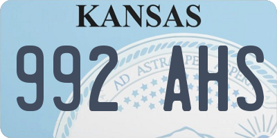 KS license plate 992AHS