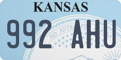 KS license plate 992AHU