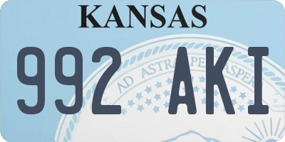 KS license plate 992AKI