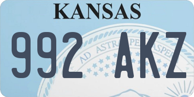 KS license plate 992AKZ