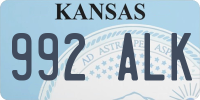 KS license plate 992ALK