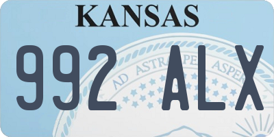 KS license plate 992ALX