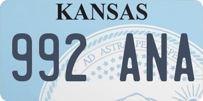 KS license plate 992ANA