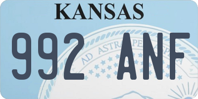 KS license plate 992ANF