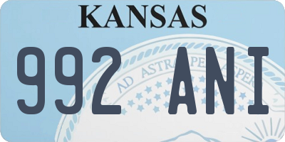 KS license plate 992ANI