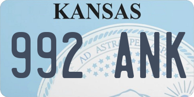 KS license plate 992ANK