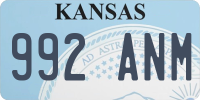 KS license plate 992ANM