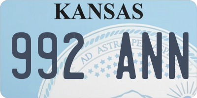 KS license plate 992ANN