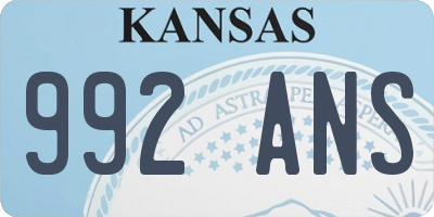 KS license plate 992ANS