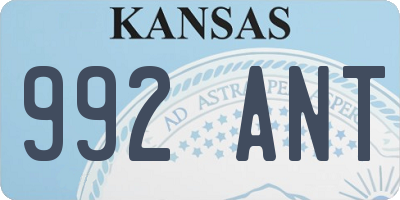 KS license plate 992ANT