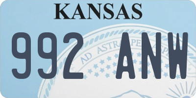 KS license plate 992ANW