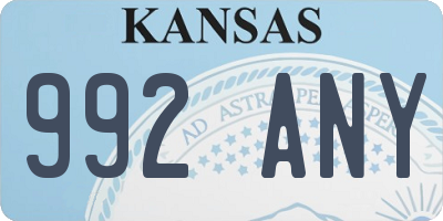 KS license plate 992ANY