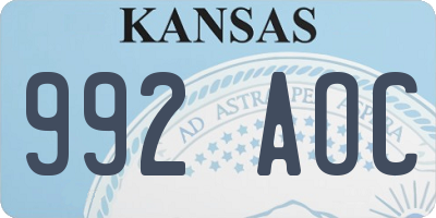 KS license plate 992AOC