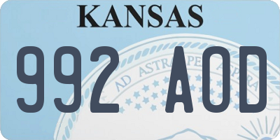 KS license plate 992AOD