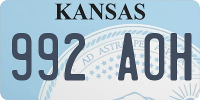 KS license plate 992AOH