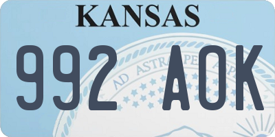 KS license plate 992AOK