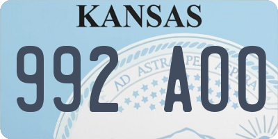 KS license plate 992AOO
