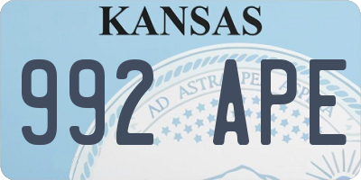 KS license plate 992APE