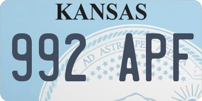 KS license plate 992APF