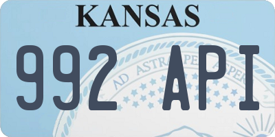 KS license plate 992API