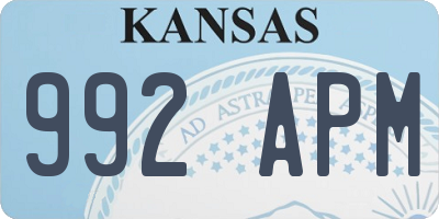 KS license plate 992APM