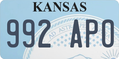 KS license plate 992APO