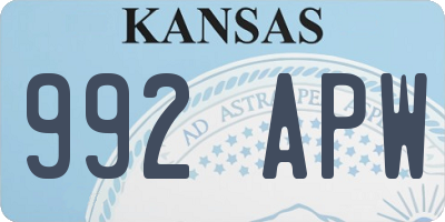 KS license plate 992APW