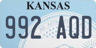KS license plate 992AQD