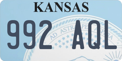 KS license plate 992AQL