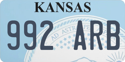 KS license plate 992ARB