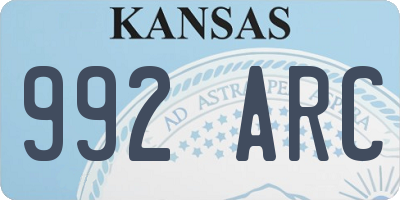 KS license plate 992ARC