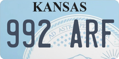 KS license plate 992ARF