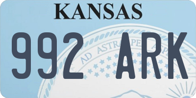 KS license plate 992ARK