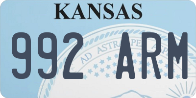 KS license plate 992ARM