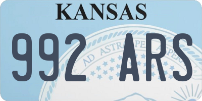 KS license plate 992ARS