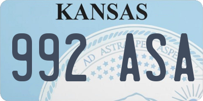KS license plate 992ASA