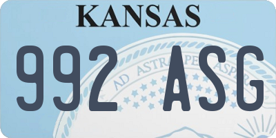 KS license plate 992ASG