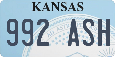 KS license plate 992ASH