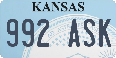 KS license plate 992ASK
