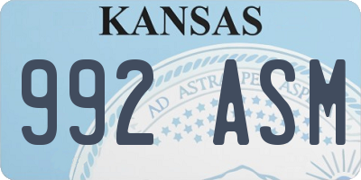 KS license plate 992ASM