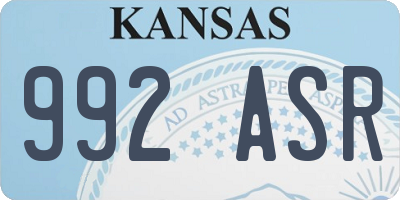 KS license plate 992ASR