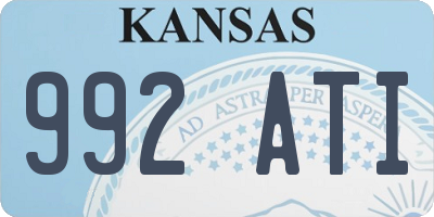 KS license plate 992ATI