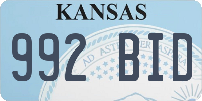 KS license plate 992BID