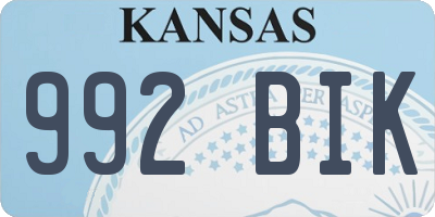 KS license plate 992BIK