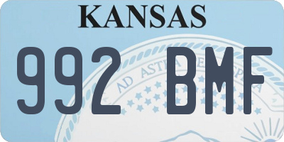 KS license plate 992BMF