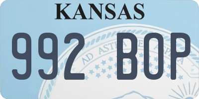 KS license plate 992BOP