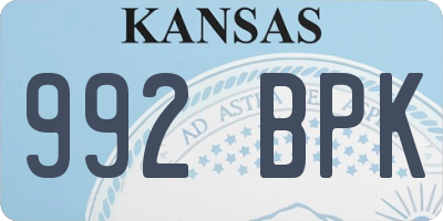 KS license plate 992BPK